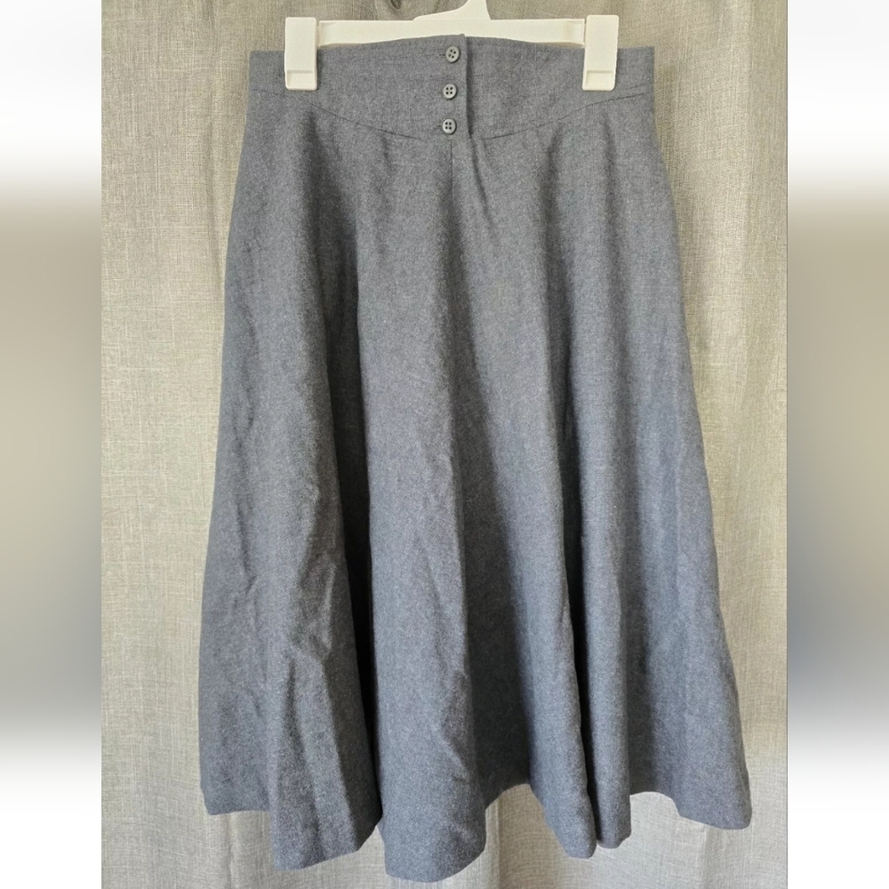VNTG Country Casuals New Wool High Waisted Full Skirt Midi Grey 40s 50s Size 28